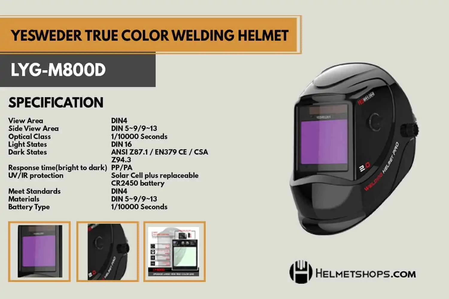 Yeswelder LYG M800D auto darkening Helmet