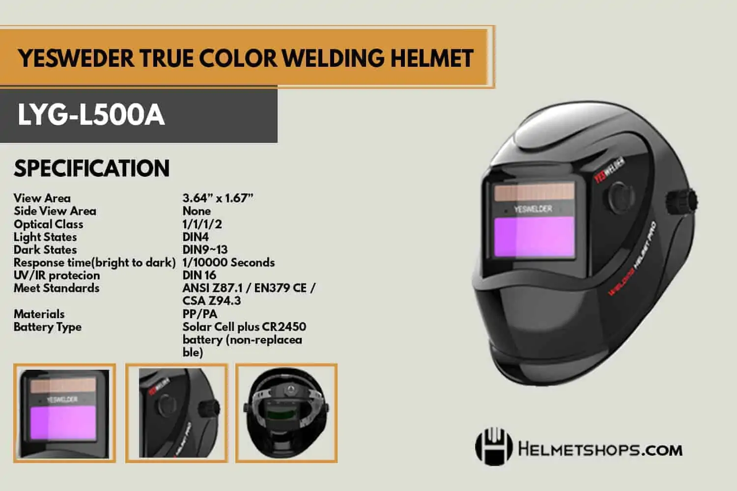 yeswelder LYG L500A true color welding helmet